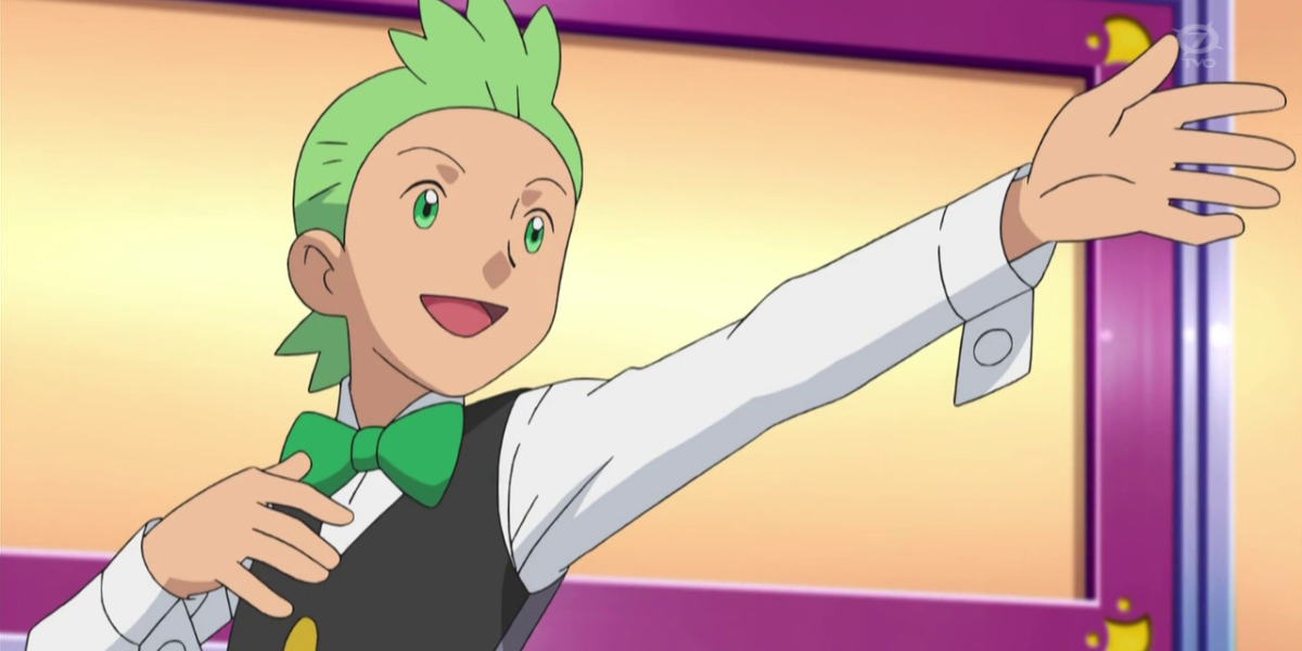 Cilan in Bowtie Making Announcement Pokemon