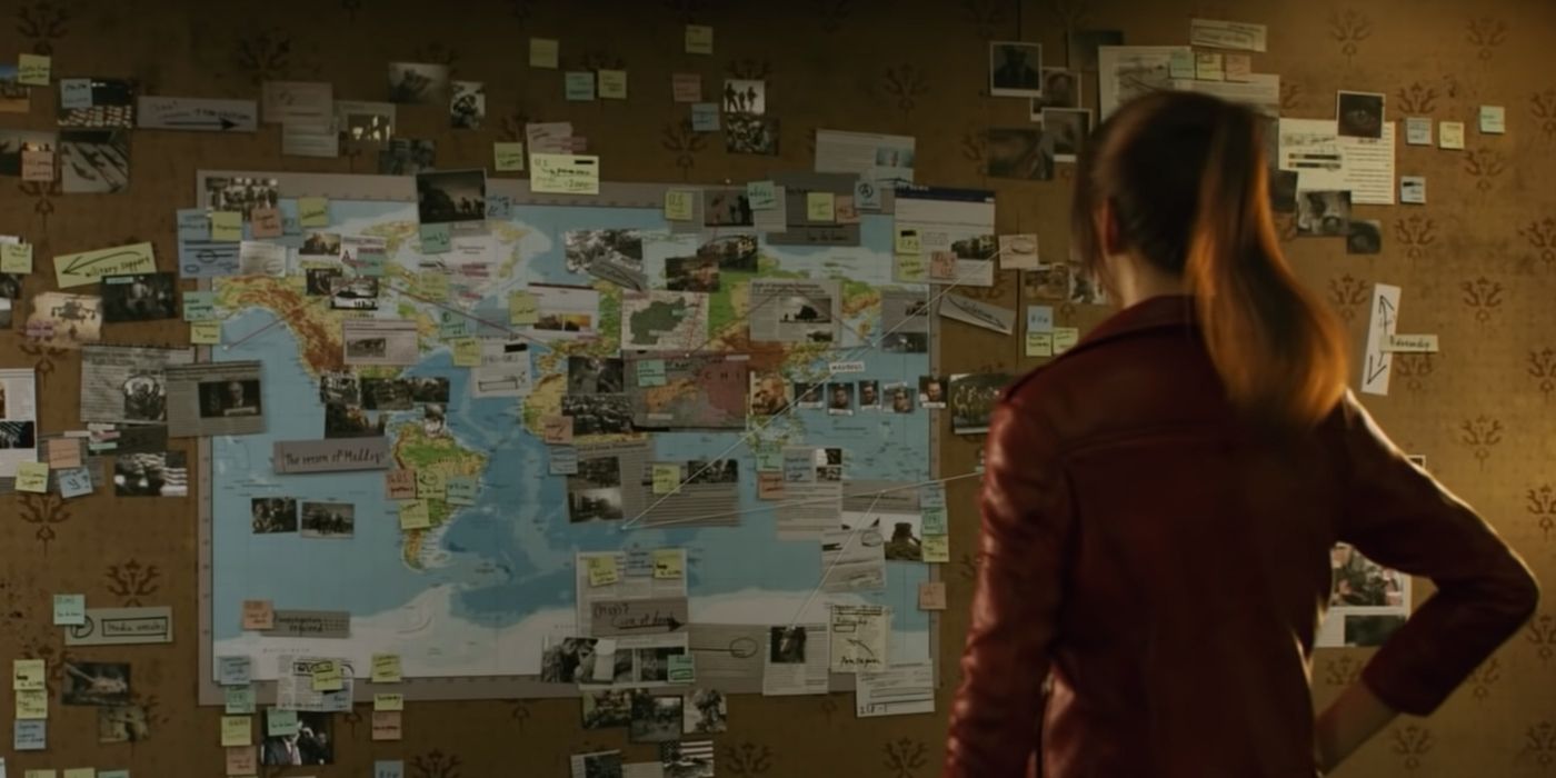 Claire looking at a map