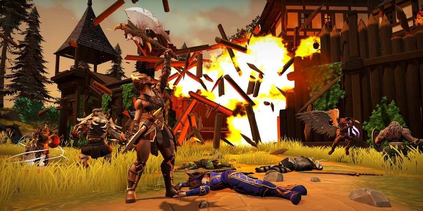 Crowfall players fighting in PVP