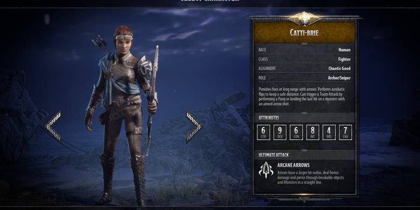 D&D Dark Alliance Catti Brie Menu