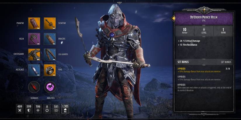 D&D Dark Alliance Drizzt Inventory Sceen