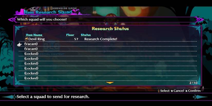 The hospital reward menu from Disgaea 6