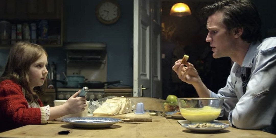 The Doctor eating fishing fingers & custard with young Amy Pond