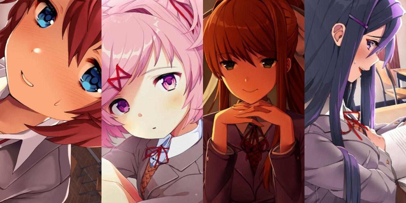 Sayori, Natsuki, Monika, and Yuri from Doki Doki Literature Club