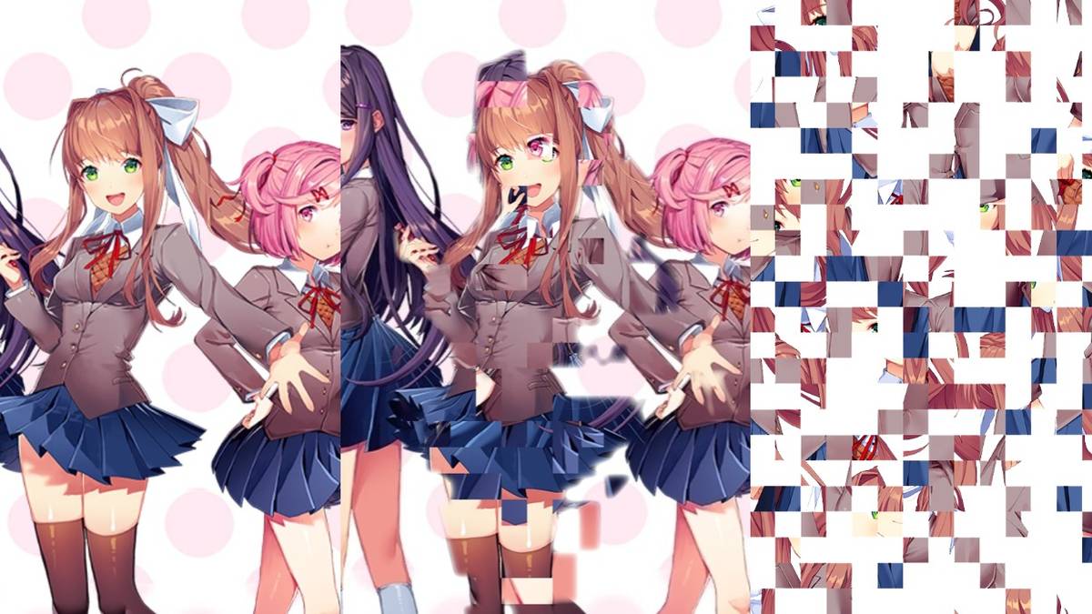 A shattering Monika from Doki Doki Literature CLub