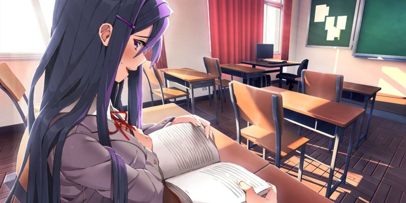 A cutscene with Yuri in Doki Doki Literature Club