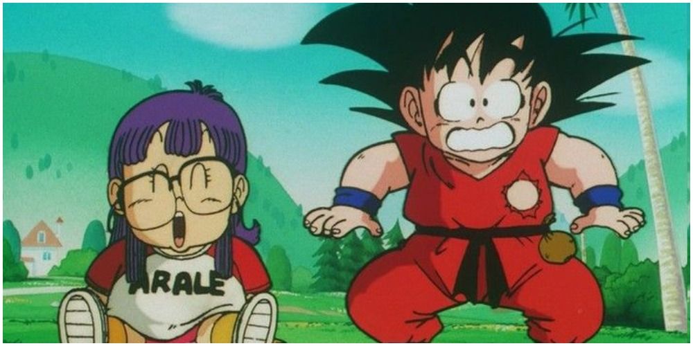 Young Goku and Arale together.