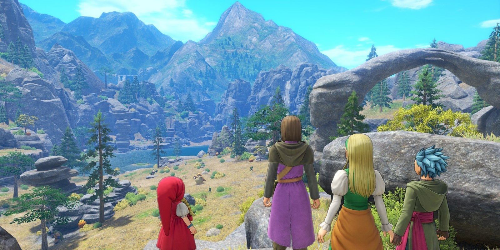 A behind the head shot of the hero in Dragon Quest XI
