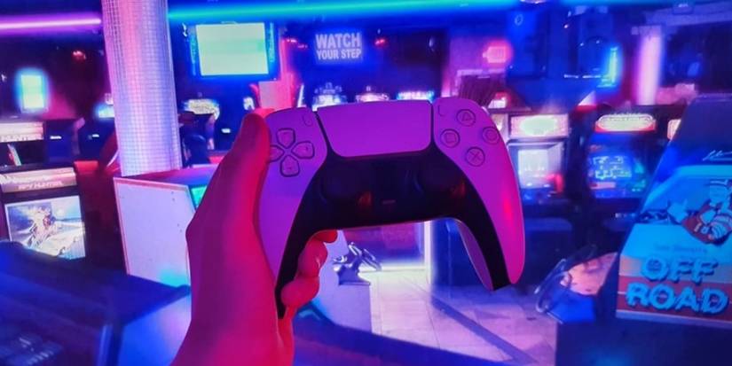 Dualsense controller an arcade background