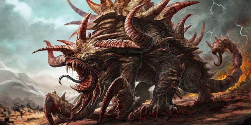 A Tarrasque Wreaking Havoc