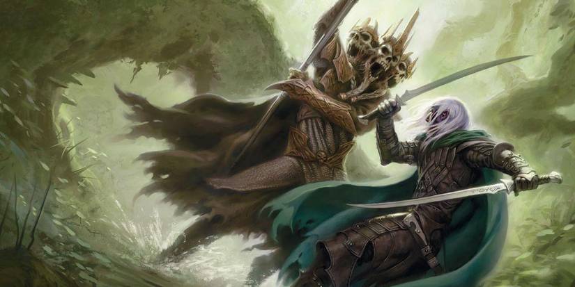 Dungeons and Dragons adventurer fighting lich