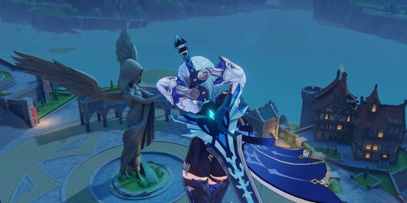 Eula's with her sword on her back