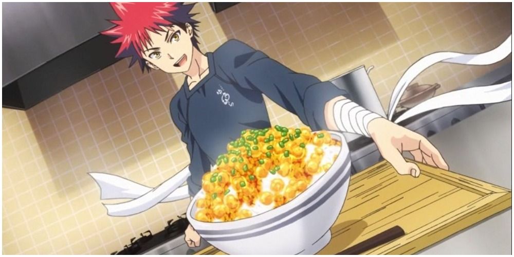 A boy presenting a plate of delicious fried rice in Food Wars!