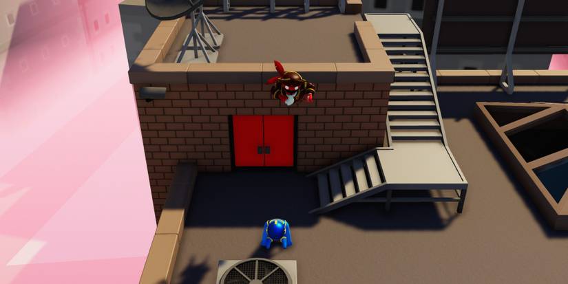 Diving from the roof onto the opponent