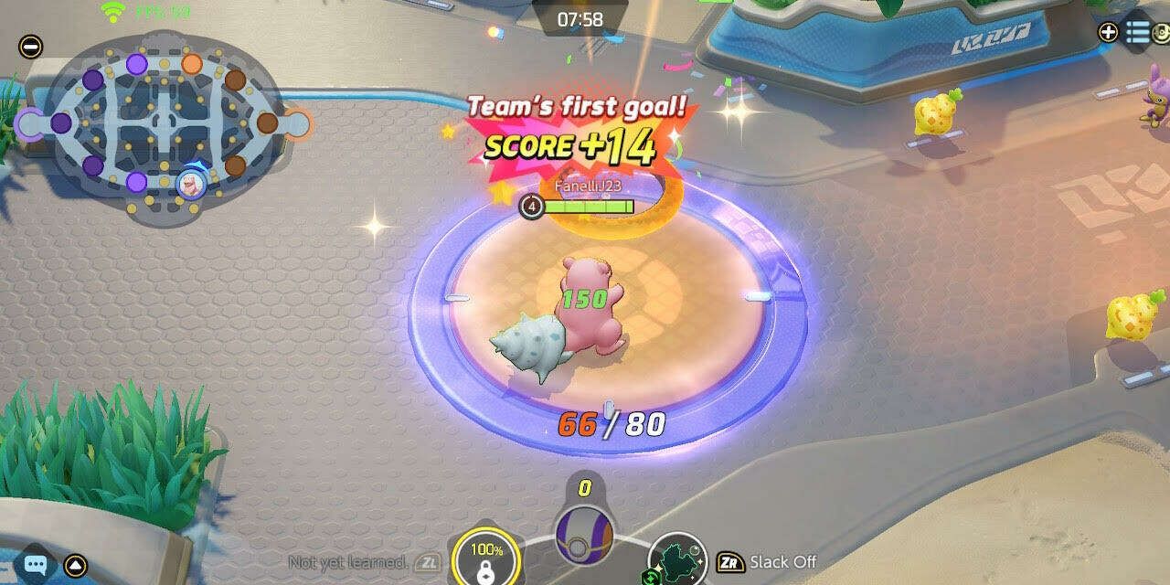 Scoring a goal in Pokemon Unite
