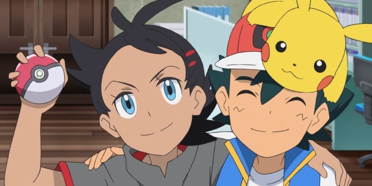 Pokemon Goh and Ash Hugging with Pikachu