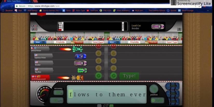 Track Race In Nitro Type