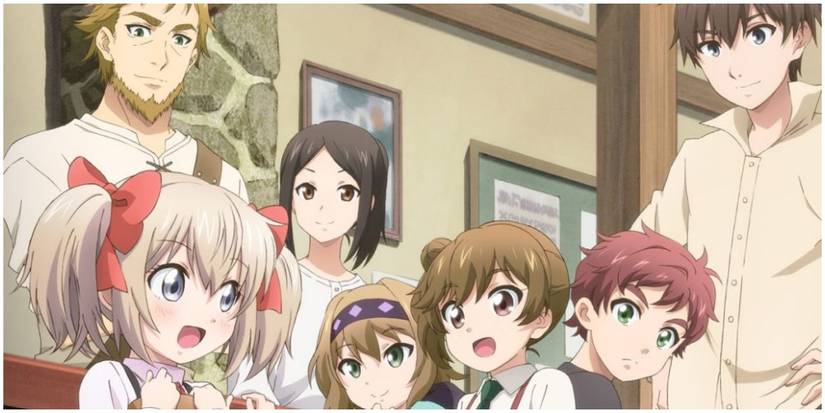 A group of happy people at an inn.