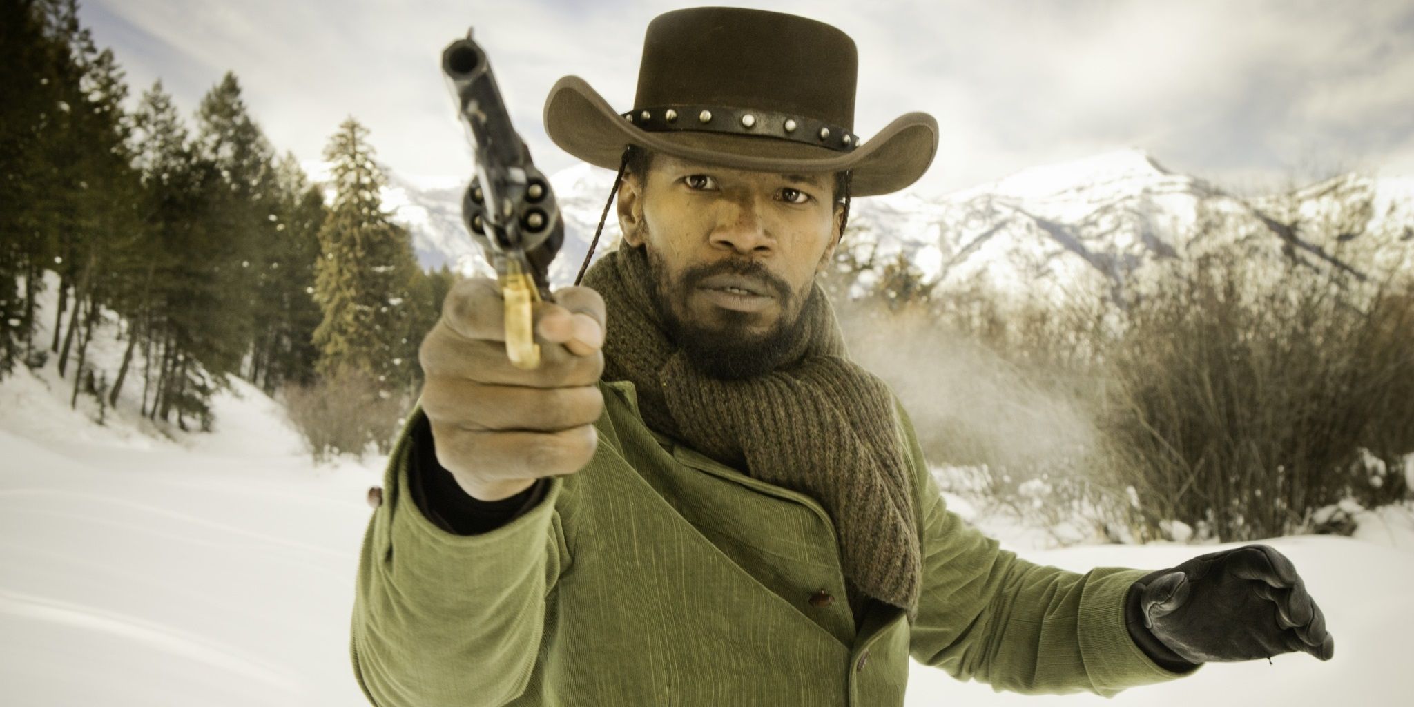 Jamie Foxx as Django in the snow in Django Unchained