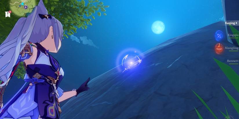 Keqing using her skill for mobility