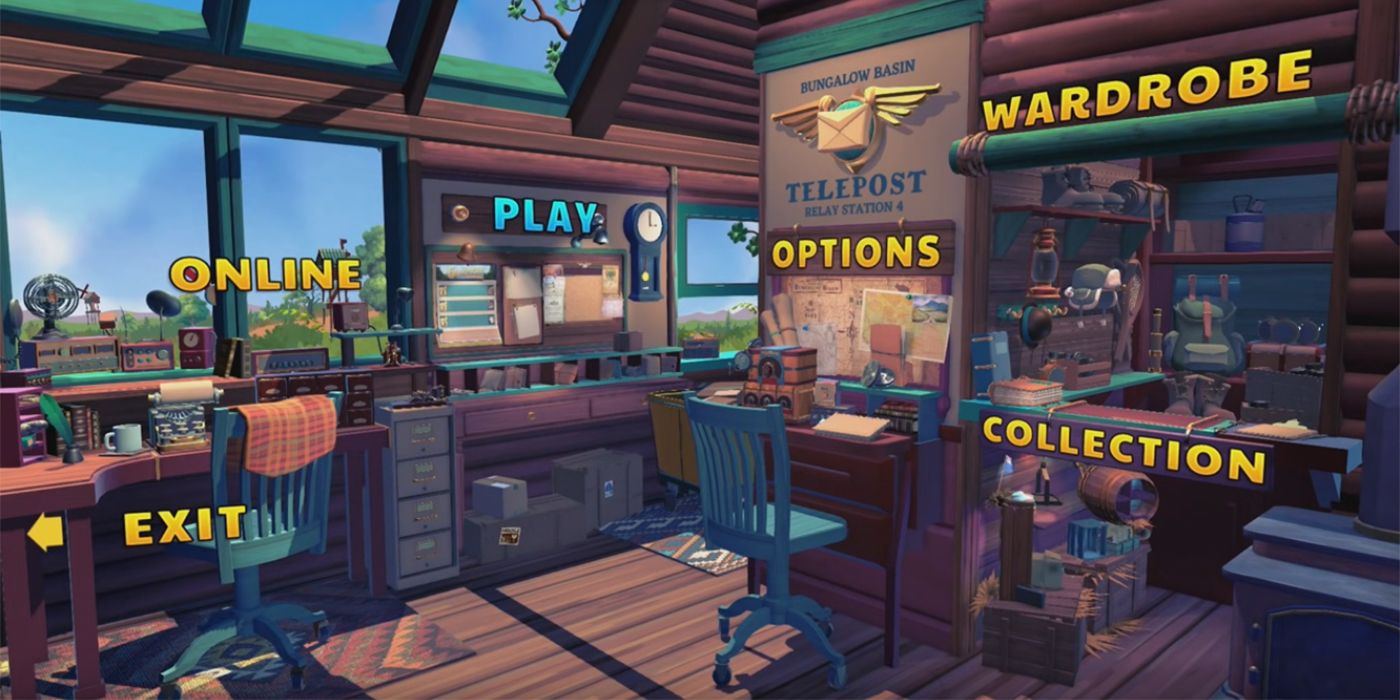 The main menu of KeyWe featuring 3d sections inspired by Rare