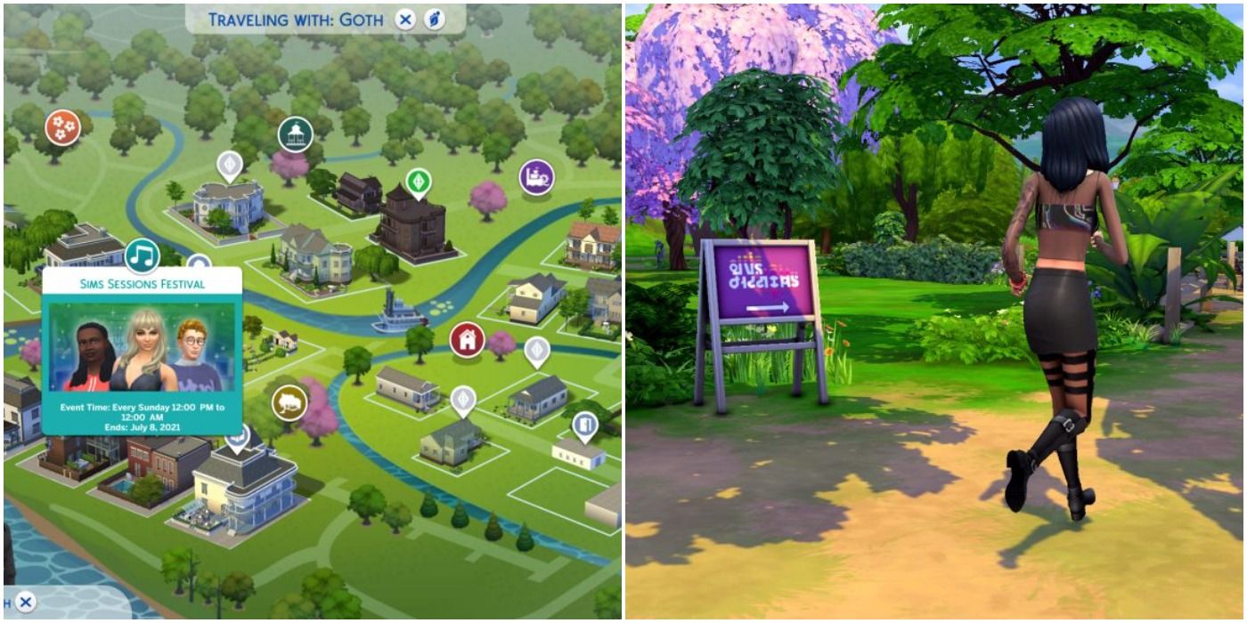 Map of Willow Park and Sim going to Magnolia Blossom Park Sims 4
