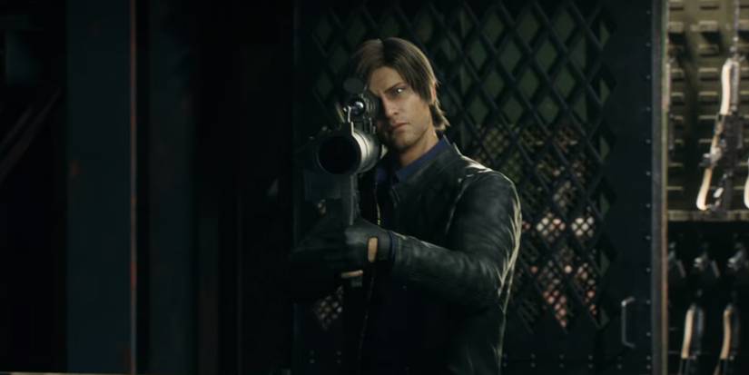 Leon holding a rocket launcher