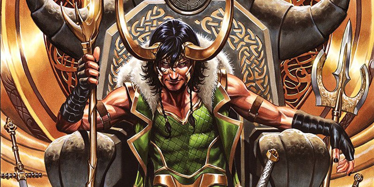 Loki Sitting on Throne with Sceptre