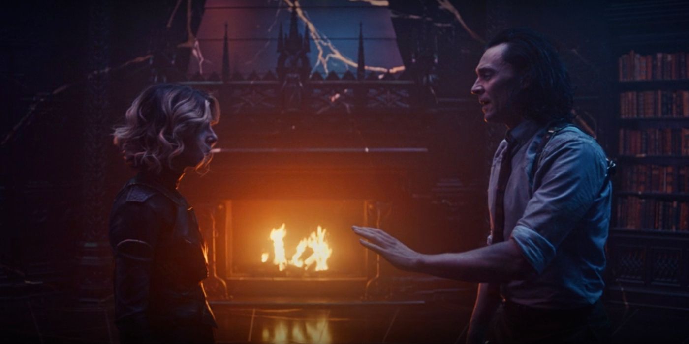 Loki and Sylvie by fireplace finale