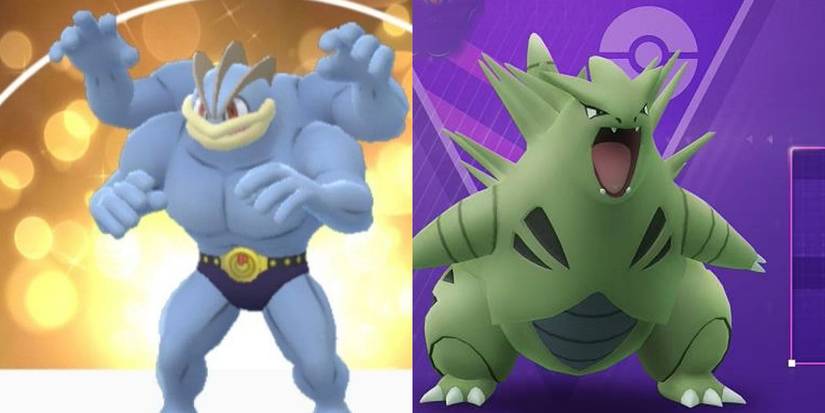 Machamp and a Tyranitar