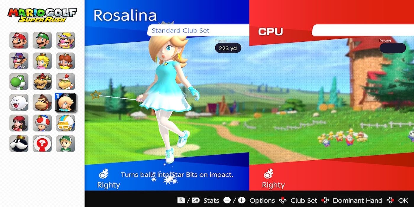 rosalina on the character select screen from Mario Golf: Speed Rush