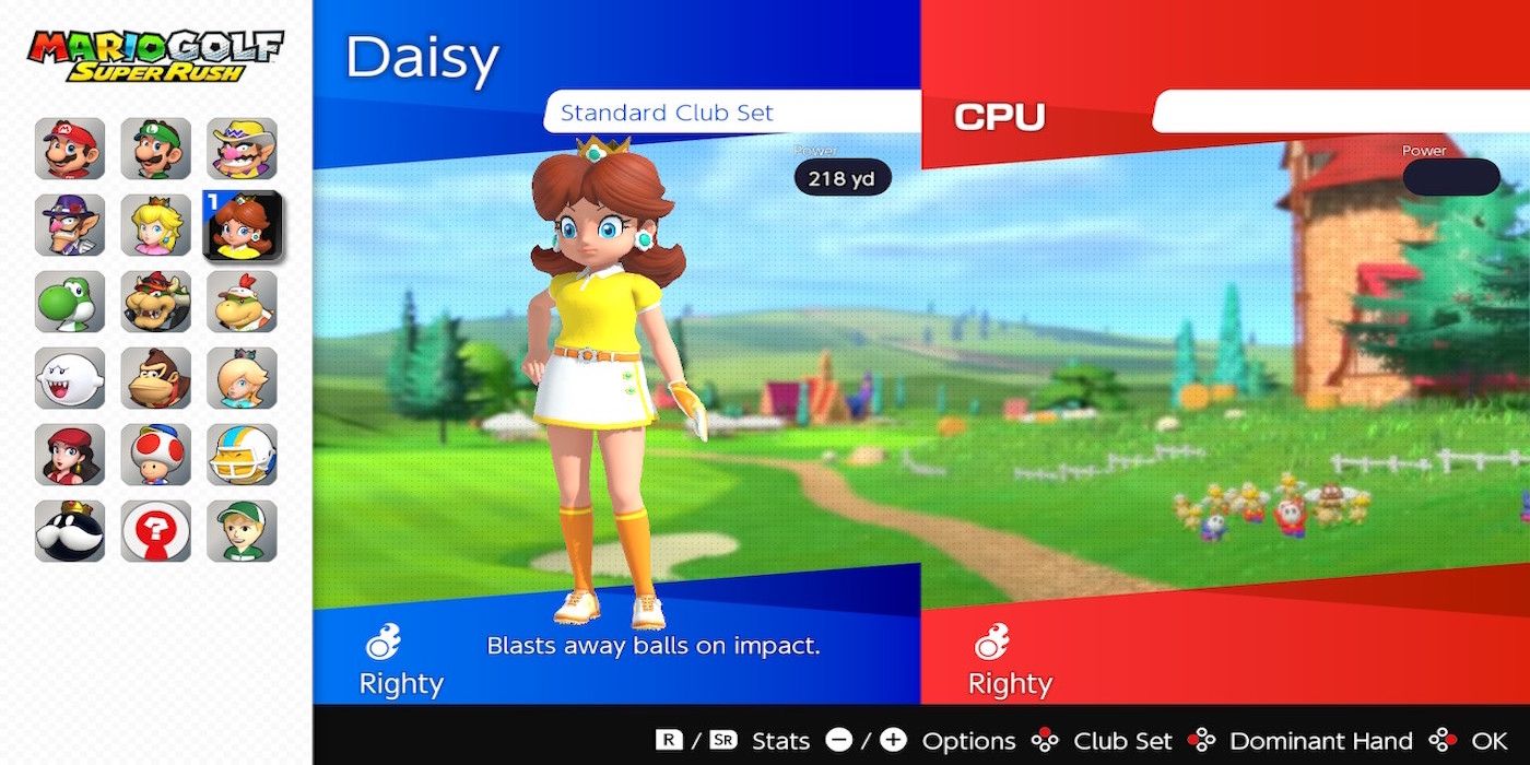daisy on the character select screen from Mario Golf: Speed Rush