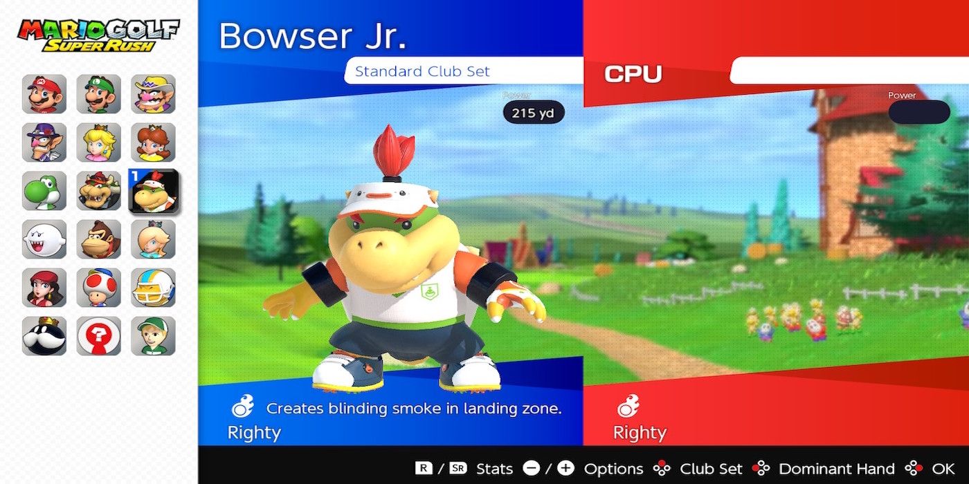 bowser jr on the character select screen from Mario Golf: Speed Rush