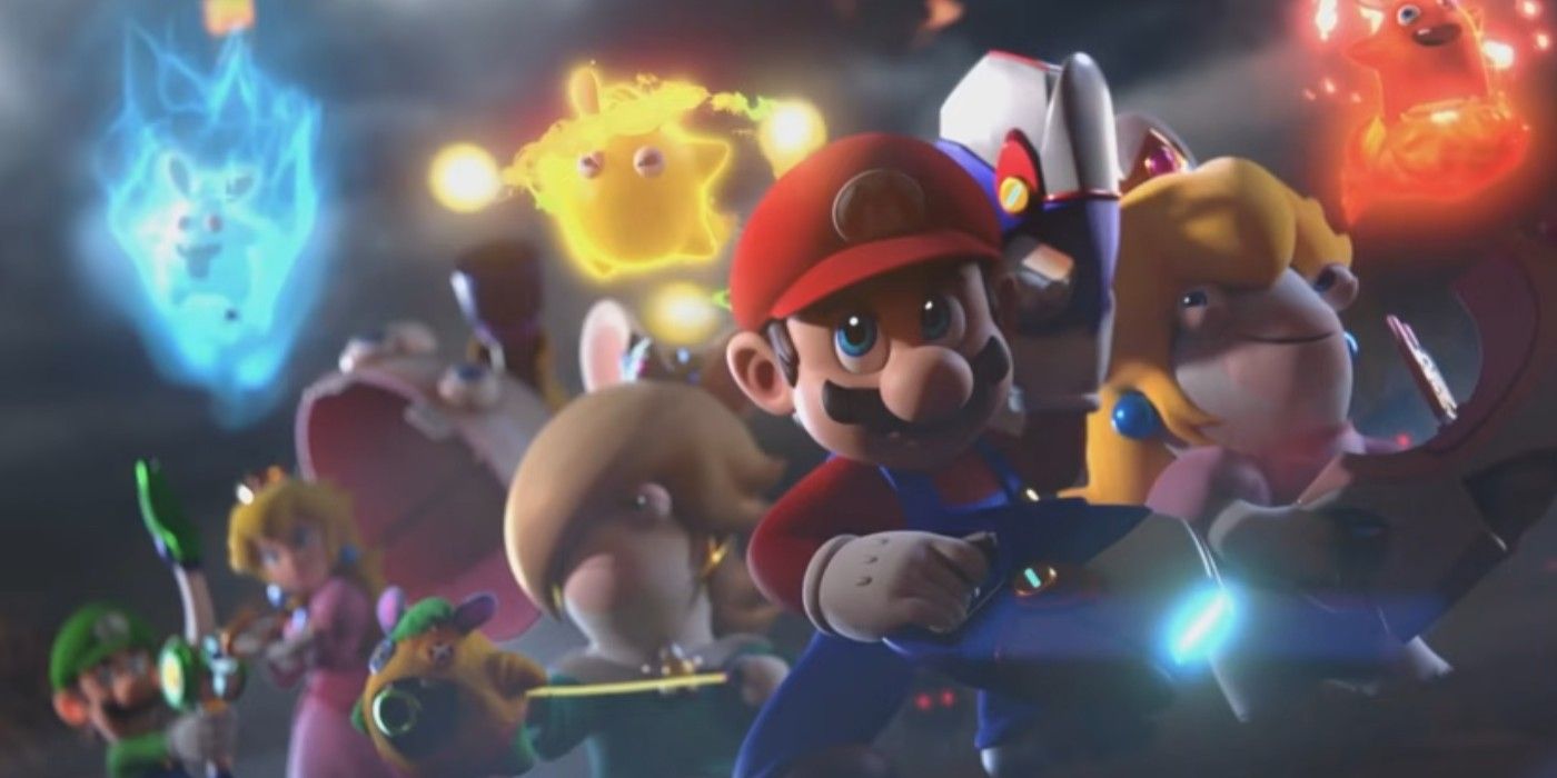 Mario + Rabbids Sparks of Hope cinematic with main characters and Sparks