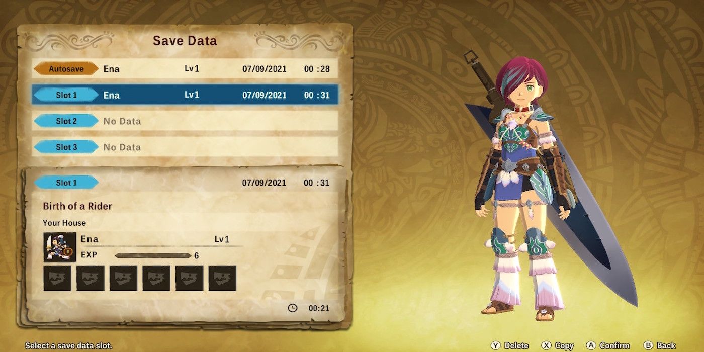 the save menu from Monster Hunter Stories 2