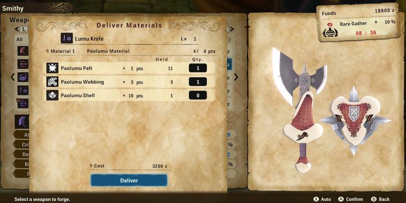 upgrading weapons in Monster Hunter Stories 2