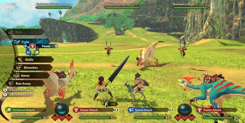 Fighting enemies in Monster Hunter Stories 2