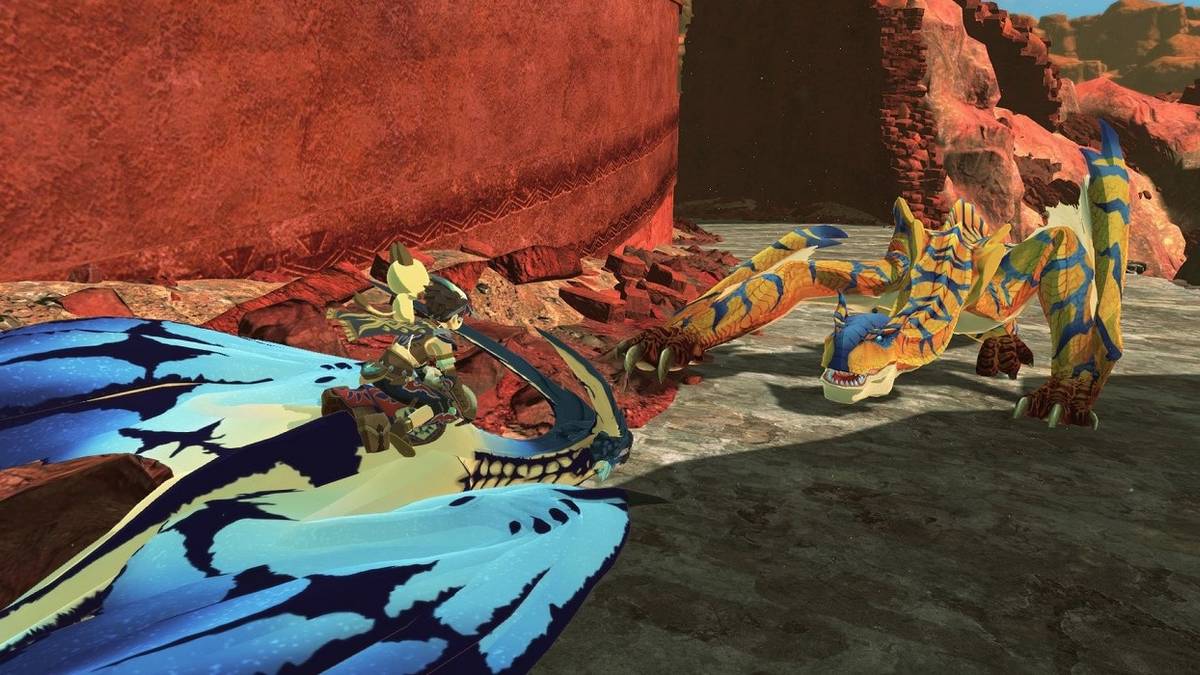 Monster hunter stories two monsters looking at each other