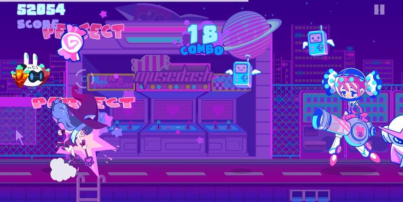 Two characters battle in Muse Dash