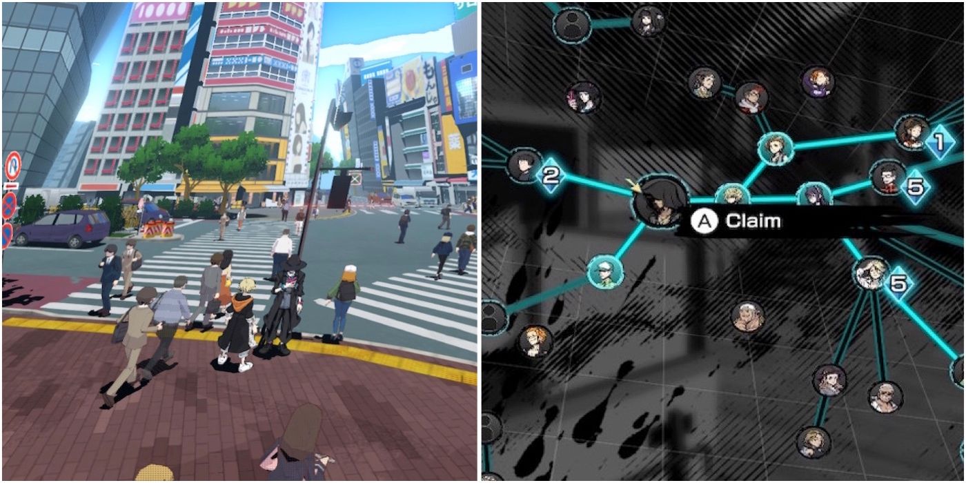 Exploring the world and The social network menu from Neo: The World Ends With You