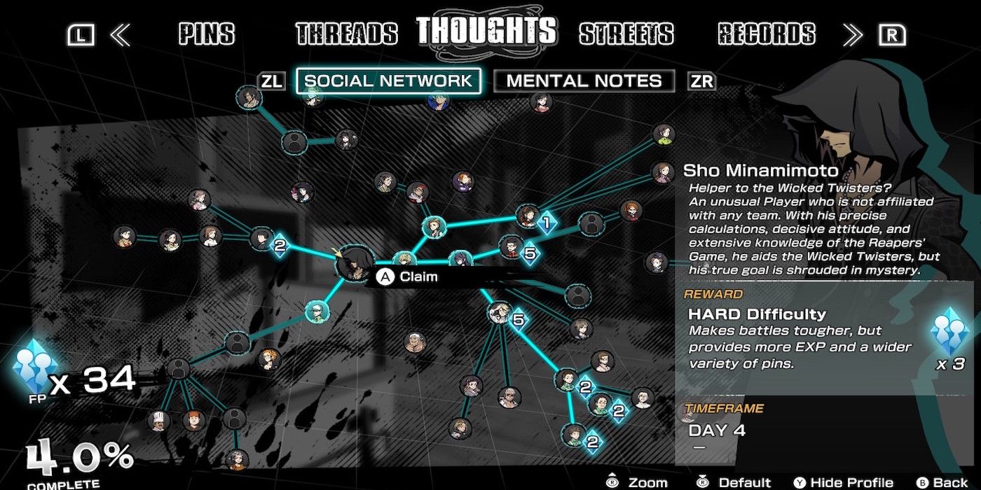 The social network menu from Neo: The World Ends With You