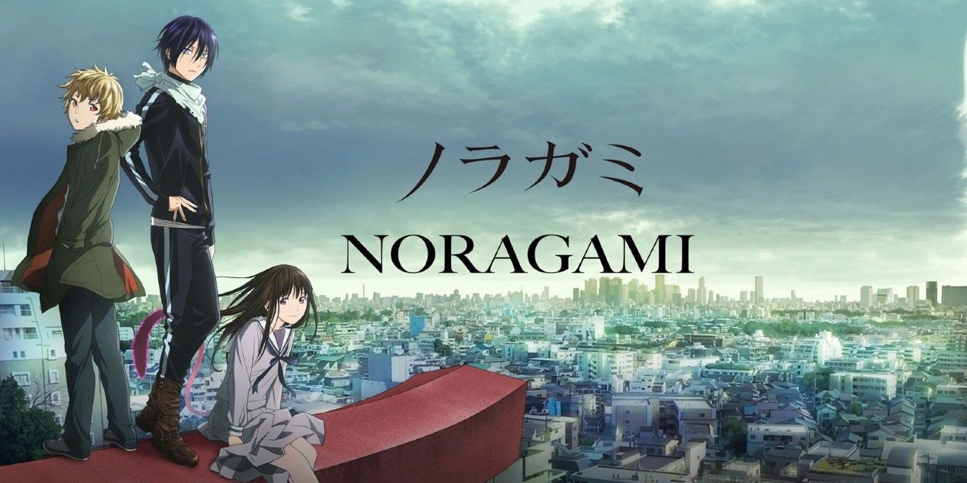Noragami Main Characters On Top Of Japanese Gate