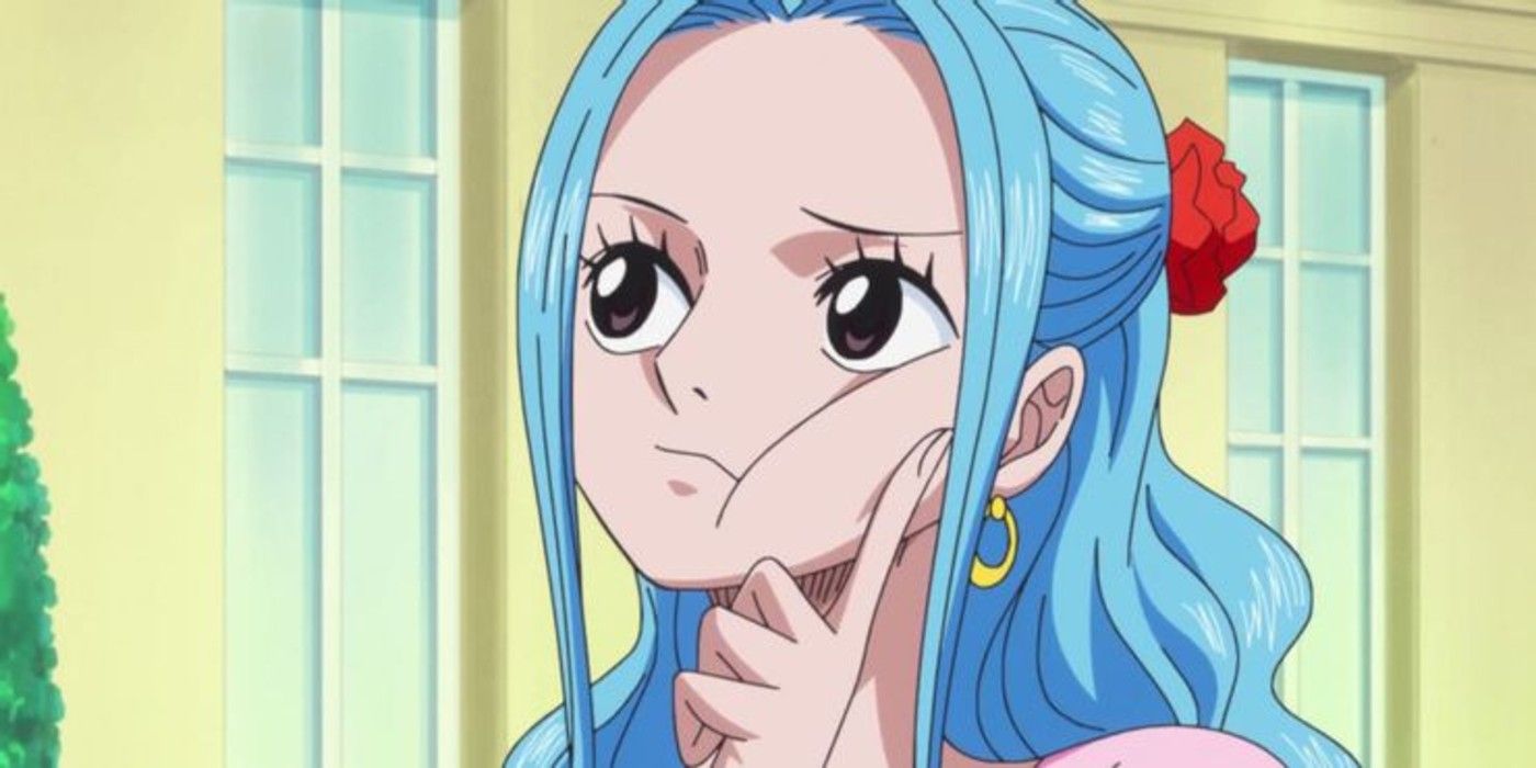 One Piece Vivi Touching Her Cheek While Deep In Thought