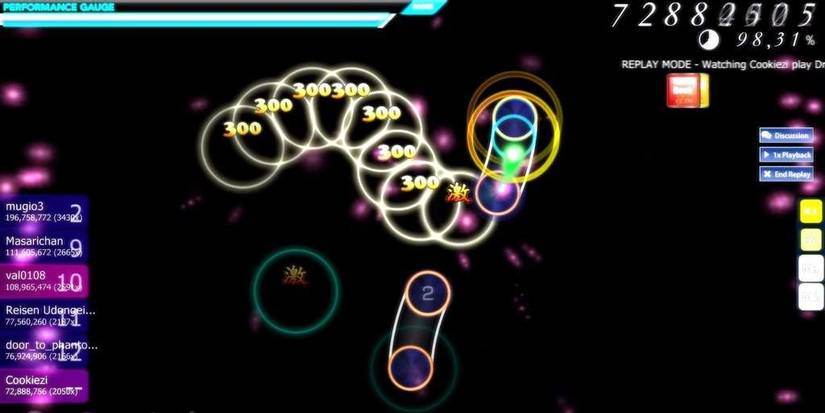 A series of symbols in osu!