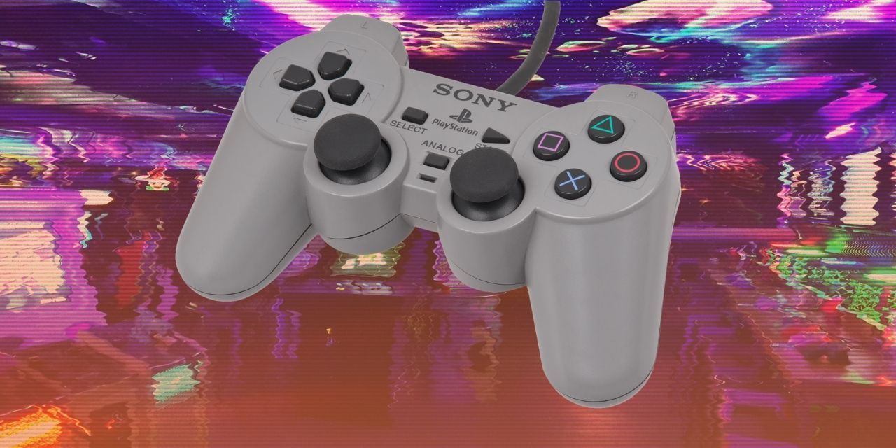 PS1 Dualshock controller against VHS picture of Mancunian arcade NQ64