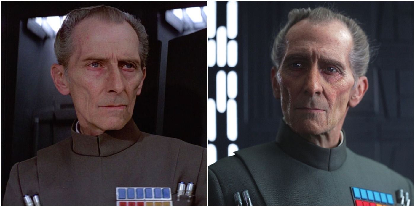 Peter Cushing in Star Wars: A New Hope in Rogue One: A Star Wars Story