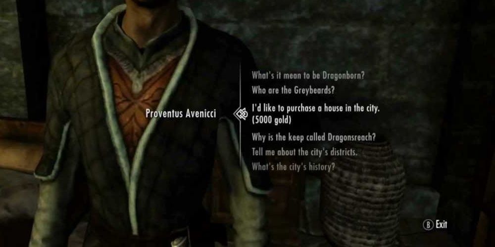 Players ask Whiterun Steward to buy a house