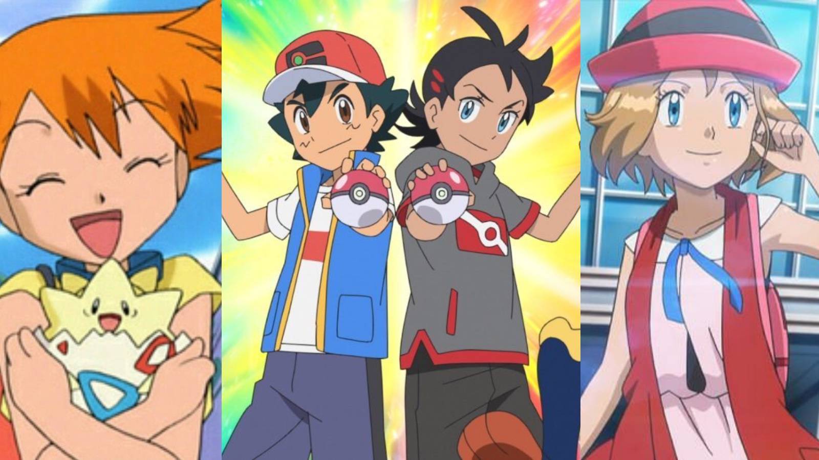 Ash, Goh, Misty, and Serena Travel Companions