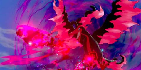 Pokemon Galarian Moltres glowing red flames when fighting in void
