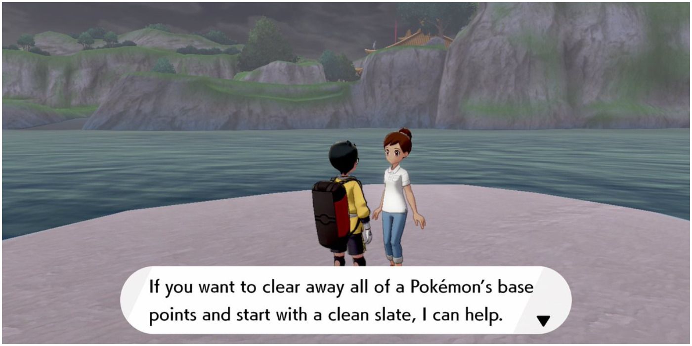 Pokemon Sword and Shield Speaking with Lady Clear on an Island
